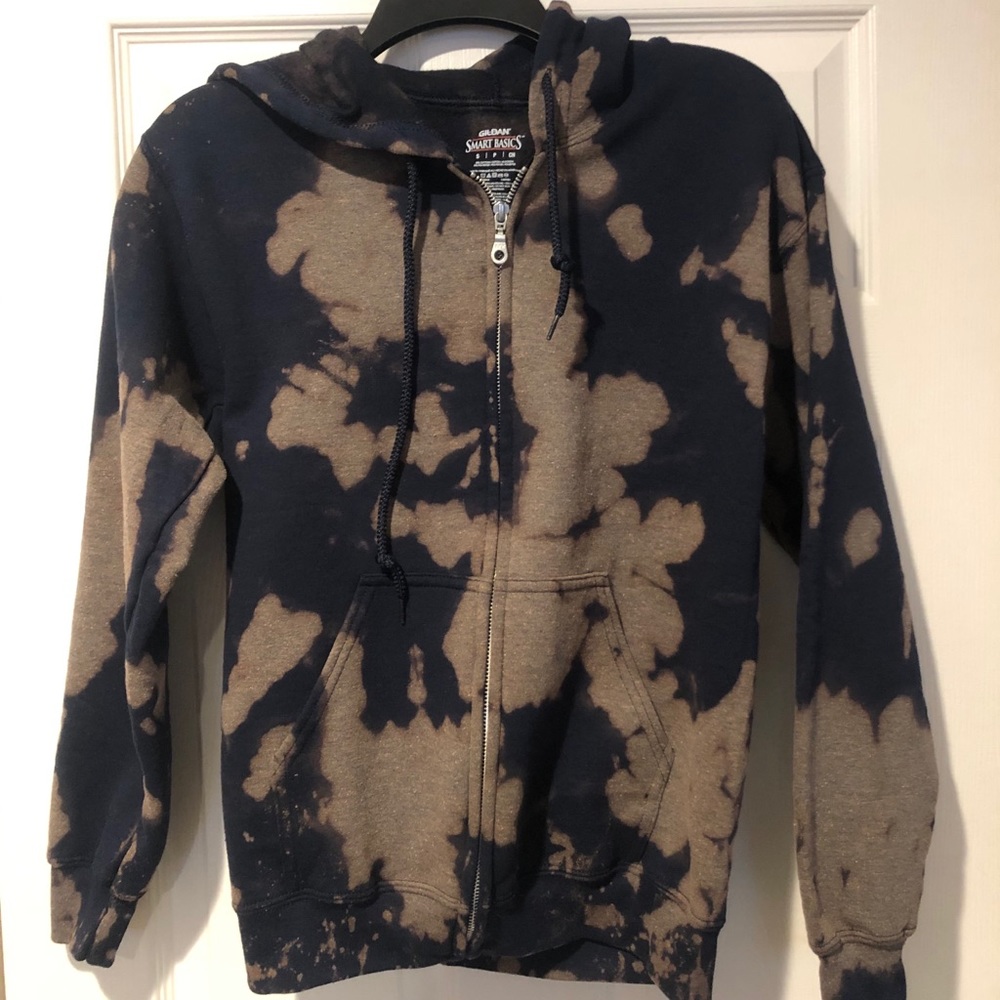 Navy blue bleached zip up